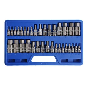 SAE & Metric Socket Set Standard Allen 1/4" 3/8" 1/2" | Master Hex Bit Set 34pc - Foto 1 di 13