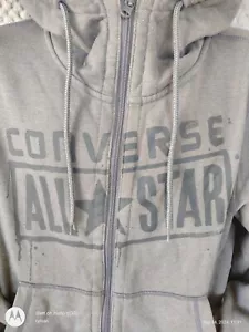 Vintage Converse All Star Gray Logo Zip Hoodie Sweatshirt Size M Medium Unisex - Picture 1 of 7