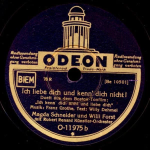 WILLI FORST & MAGDA SCHNEIDER Ich liebe dich und kenn dich nicht Schellack S7805 - Bild 1 von 2