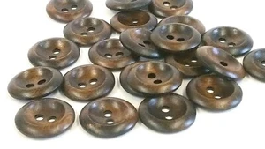 Dark Olive Wood Natural Curve Edge Two Hole Button, 28mm, 20mm, 18mm, 15mm - Picture 1 of 4
