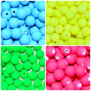 50pcs 8mm Neón - Colorido Goma Acabado Redondo Cuentas de Acrílico para - Imagen 1 de 6