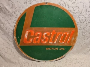 Original Castrol Motor Oil Sign-Embossed Metal 23" -Gas OIl Garage Advertising - Picture 1 of 8