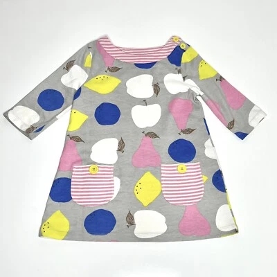 Mini Boden Tunic Jersey Top Gray Apple Print 3/4 Sleeves Girls Size 6-7 Y - Image 1 of 4