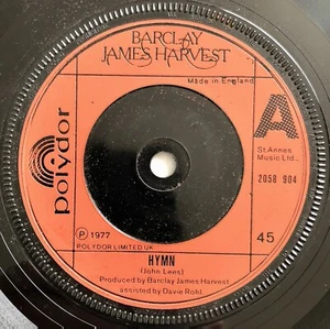 BARCLAY JAMES HARVEST Hymn b/w Our Kid's Kid 7" 45rpm UK Solid Centre VG+ - Picture 1 of 4