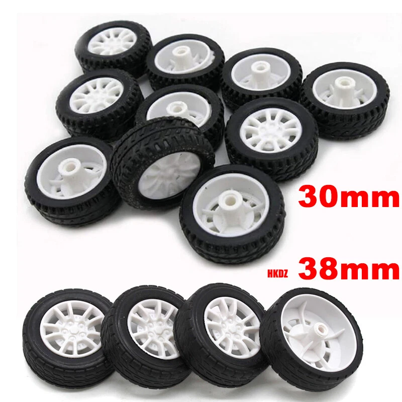30mm/38mm Räder Gummi Reifen Kunststoff Radnaben RC Modellbau Fahrzeug DIY 1:20 - Bild 1 von 4