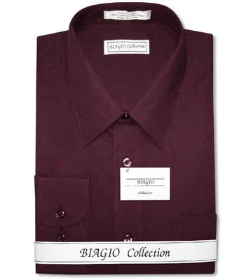 Biagio Mens 100% COTTON Solid BURGUNDY Color Dress Shirt sz 18.5 36/37 - Image 1 of 4