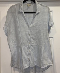 Blusa Lucky Brand XL blu misto lino boho senza maniche leggera hippie spiaggia - Foto 1 di 24