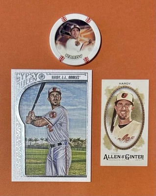 JJ HARDY 2014 Topps Chipz, 2015 Topps GQ WHITE-FRAMED #198, 2017 AG Mini #307 - Image 1 of 2