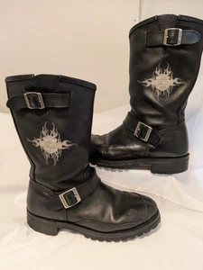 Harley Davidson Black Leather Motorcycle Boots Mens 11 Womens 9.5 - Picture 1 of 6