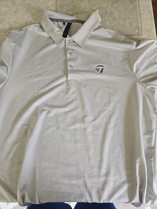 Polo de golf Adidas x TaylorMade gris/blanco a rayas para hombre talla grande - usado  - Imagen 1 de 4