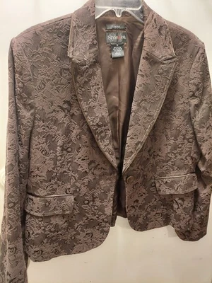 Chaqueta Blazer Style And Co Marrón Elástico Encaje Para Mujer Talla 18 Foto 1 de 4