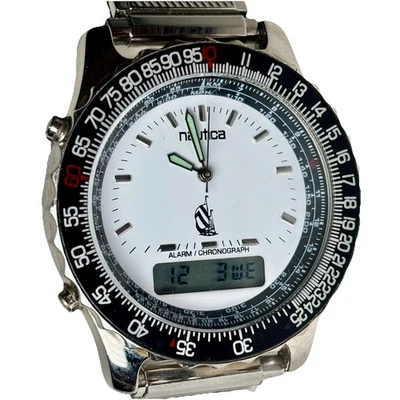 Raro NAUTICA C5 Analógico Dig Alarm Cronógrafo 40mm Pilotos Reloj Navitimer Bisel Foto 1 de 4