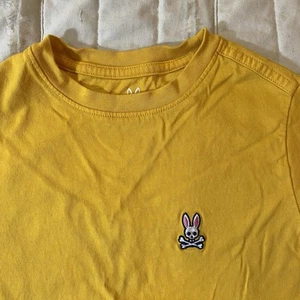 Psycho Bunny Shirt Boys XXS 4 Yellow Classic Crew Neck Embroidered Logo Tee - Picture 1 of 10
