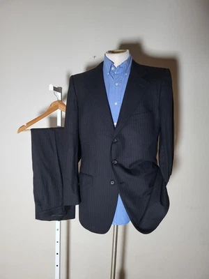 Gucci Black Flannel Wool 2-piece Suit Pinstripe 52R 42R Jacket Pants Blazer - Image 1 of 4