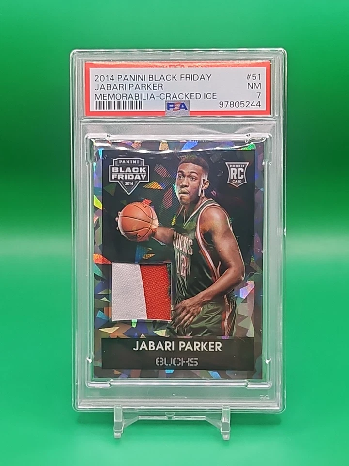 Panini Black Friday Jabari Parker Cracked Ice 2014 - parche de 3 colores borrador usado PSA Foto 1 de 3