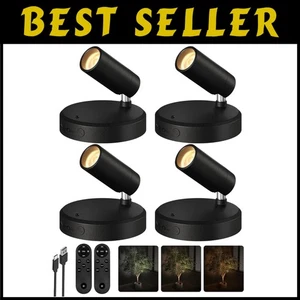 Mini Wireless Spotlights with Remote Control - Set of 4 - Picture 1 of 11
