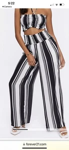 Forever 21 2pc. set size Large Black/white Pant/crop Top - Picture 1 of 8