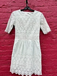 Whistles Mint Green Broderie Anglase Party Prom Mini Summer Dress Size 8 - Picture 1 of 13