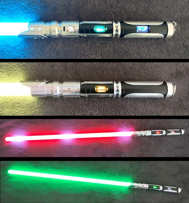 "Kyber Phantom" neopixel lightsaber, with open rotating crystal & led screen - Photo 1/4