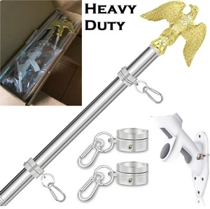 Flag Pole Holder Stainless Steel Flag Pole Kit Outside House Yard Porch Heavy Du - Picture 1 of 9