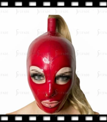 Latex Mask Hoods Big Eye Single Hair Hole No Wigs Sexy Club Customize 0.4mm A12 - Image 1 of 4
