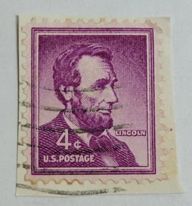 U.S. Postage ~ Abraham Lincoln ~ 4¢ Purple Stamp ~ Used/Posted ~ c.1954 -24 - Picture 1 of 6