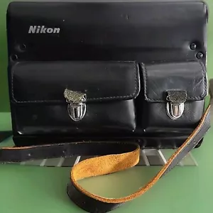 Vintage Nikon Camera Case FB-5 Hard Shell Black Leather Travel EUC Japan - Picture 1 of 12