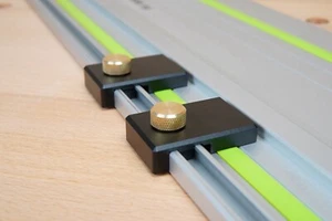 Paradas de límite de riel guía de aluminio compatibles con rieles de sierra de oruga Festool - Imagen 1 de 4