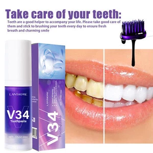 V 34 Color Corrector Toothpaste, Purple Toothpaste for Teeth Whitening,30ml - Picture 1 of 12