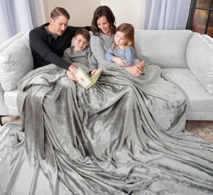 Oversized Blanket 110"x132" Family Size Platinum Brand New - Picture 1 of 4