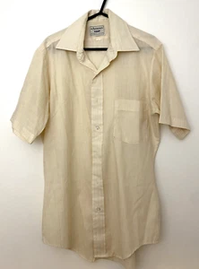 Vintage 70's Beige Short Sleeve Mens Shirt - Arrow Kent - M - Picture 1 of 4