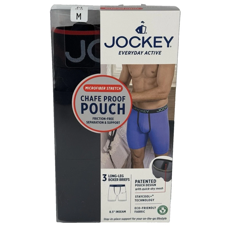 Jockey NUEVO Para hombres M Bolsa a Prueba de Rozaduras 8.5" Entrepierna Microfibra Calzoncillos Boxer Paquete de 3 Foto 1 de 4