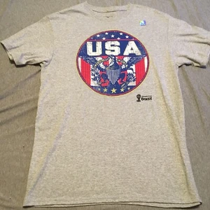 USA Soccer World Cup Official Grey Shirt Brasil 2014 Football  Men's SIze Medium - Picture 1 of 3