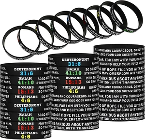 Bible Verse Bracelets Christian Scripture Bracelets Bulk Rubber Religious Bra... - Picture 1 of 1