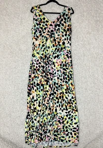 Lane Bryant Side Slit Maxi Dress Womens 14/16 Colorful Artsy Back Detail Beachy - Picture 1 of 11