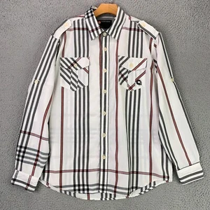 Vintage Akademiks Shirt Mens Large White Roll Tab Flip Cuff 90s Streetwear Y2K - Picture 1 of 19
