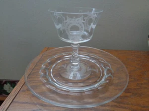 Vintage Fostoria Colonial Mirror Champagne Sherbet & Luncheon Plate - Picture 1 of 9