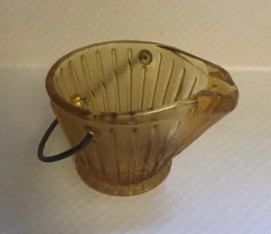 Vintage Continental Amber Glass Coal Bucket Ashtray W/Wire Handle - Picture 1 of 7