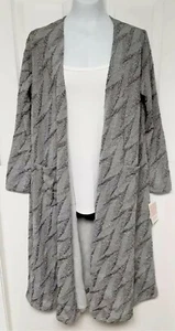NWT Womens MED LuLaRoe SARAH Sparkly Silver Metallic Open Duster Kimono Cardigan - Picture 1 of 7