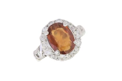 925 Sterling Silver Ring Oval Natural Spessartite 10.3x7.7x3.7mm All Size Availa - Image 1 of 4