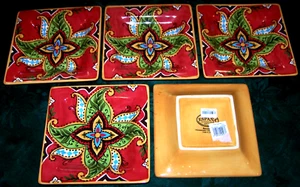 5 Brand New Gorgeous Colorful Espano Rossario Luncheon/Dessert Plates - Picture 1 of 3