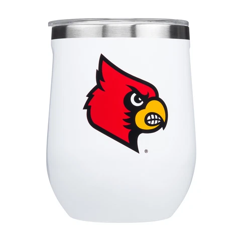 Corkcicle NCAA 12oz Louisville Cardinals Triple Insulated Stainless Wine Glass Cover