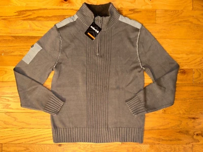 Suéter masculino Solaris 1/4 com zíper verde marrom colarinho Sherpa/remendo de algodão novo com etiquetas US$ 89 - Imagem 1 de 4