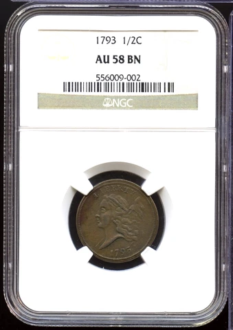 1793 Liberty Cap Half Cent Penny NGC AU58 BN Certified - MM241 Cover