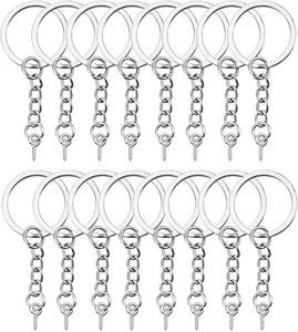100Pcs Keychain Rings with Chain Open Jump Rings and Screw Eye Pins Silver New - Picture 1 of 11