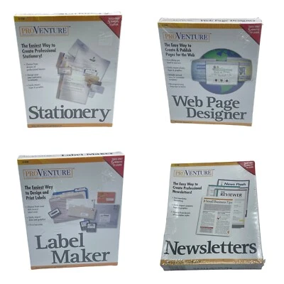 Lote de 4 Pro Venture Windows 95 PC CD-ROM Software Vintage Página Web Boletines Foto 1 de 4