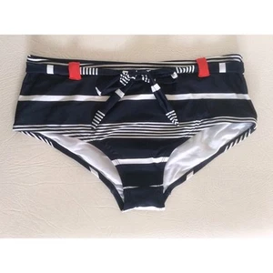 Nautical BOYLEG Navy SWIM Bottoms SAILOR Striped BIKINI Swimwear Sz 6 8 10 12 14 - Picture 1 of 6