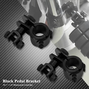 Tubos negros de 1-1/4" protección de motor estribaciones de carretera soportes abrazaderas aptas para Harley - Imagen 1 de 12