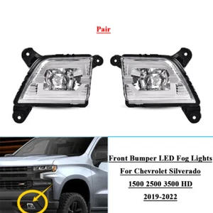 2x Car Front Bumper Fog Lights For Chevrolet Silverado 1500 2500 HD 2019-2022 B - Picture 1 of 7