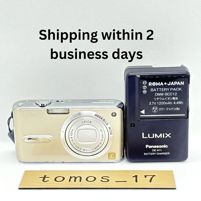 Panasonic Lumix DMC-FX07 Compact Digital Camera 7.2MP Gloss Gold Used From Japan - Image 1 of 4